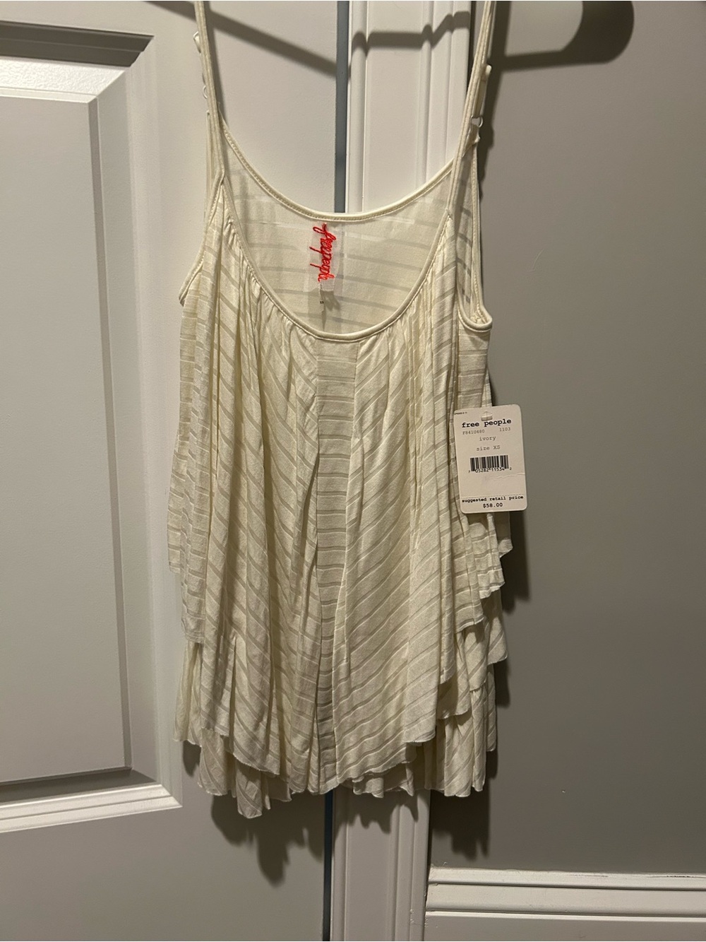 Free People Cream Striped Flowy Cami